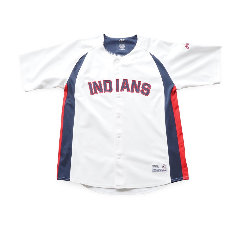 Cleveland Indians Dynasty Series Baseball Jersey White Navy Mens Large MLB